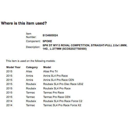 Specialized Spoke Roval Competition Straight Pull 277mm